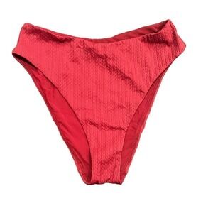 Andie Swim Red Texture High Waist High Cut Bikini Bottom NWOT Size XS